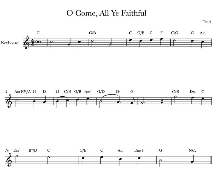 دانلود نت کیبورد (ارگ) O Come, All Ye Faithful  از آهنگساز  محلی